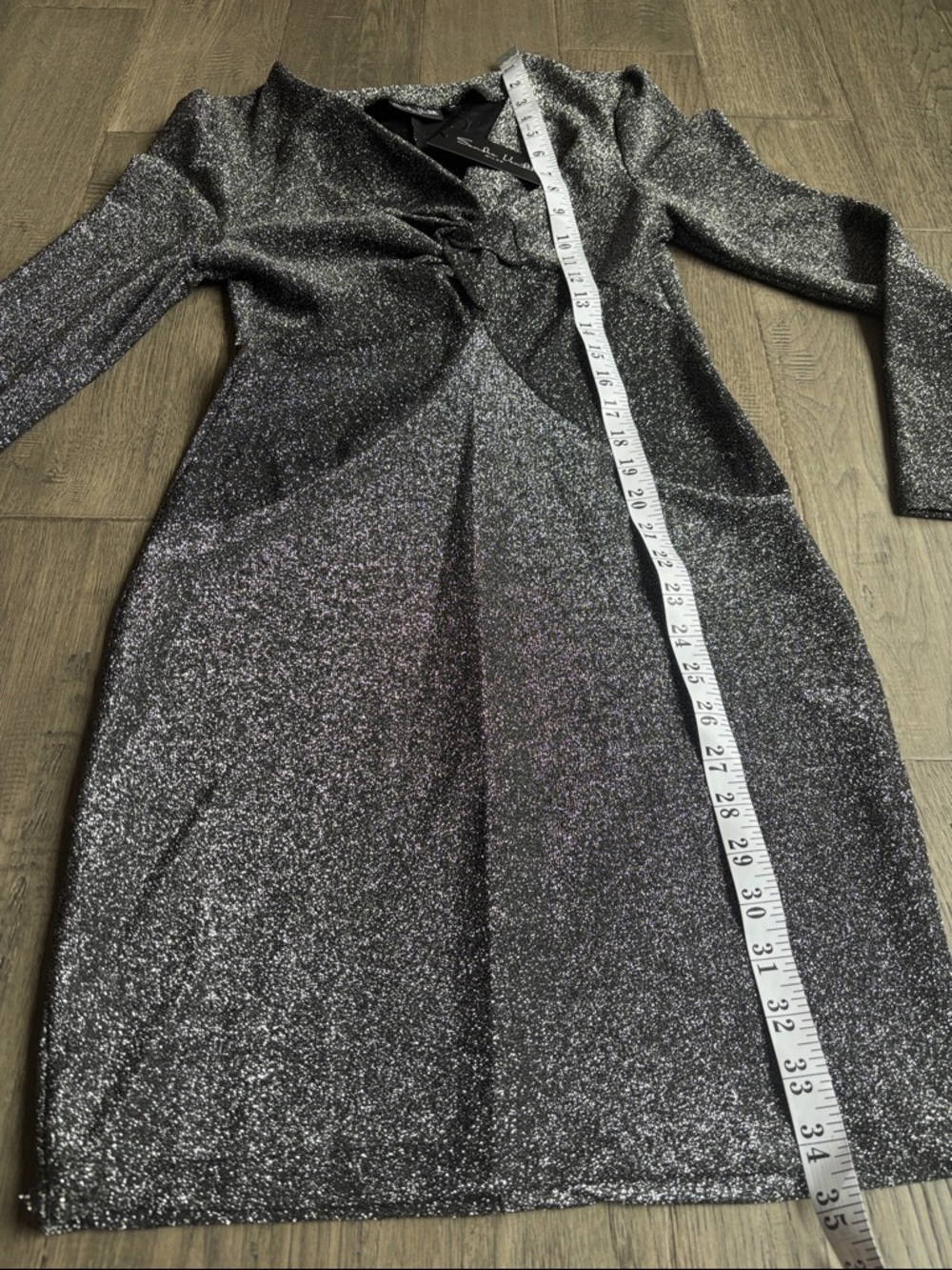 Sandra Venditti | NWT Sparkle Metallic Long-Sleeve Sheath Dress Black Silver Med - Picture 9 of 13